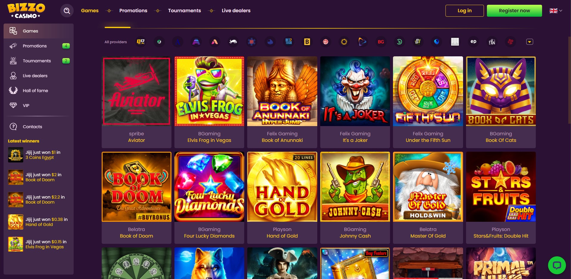 Bizzo Casino live dealer tables